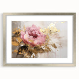 Botanical rose wall art framed in a silver mat, showcasing intricate floral details and vibrant colors, perfect for enhancing home decor with elegance.