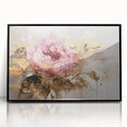 Framed wall art featuring a botanical rose design in vibrant colors, displayed in an elegant black frame, perfect for home decor and floral enthusiasts.