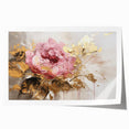 Botanical rose design wall art print featuring vibrant colors and intricate floral details, rolled and packaged for safe delivery. Ideal for home decor.