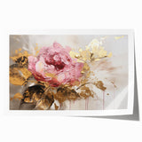 Botanical rose design wall art print featuring vibrant colors and intricate floral details, rolled and packaged for safe delivery. Ideal for home decor.