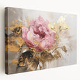 Stretched canvas wall art showcasing a botanical rose design in vibrant colors, framed elegantly, perfect for adding a touch of nature-inspired decor to any space.