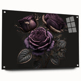 Botanical rose wall art collection displayed in acrylic glass, showcasing intricate floral designs with vibrant colors, elegantly mounted with pins for a modern presentation. Perfect for enhancing any interior space with a touch of nature-inspired beauty.