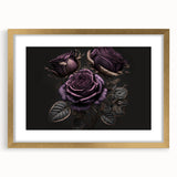 Botanical rose wall art framed in gold with a white mat, showcasing intricate floral details and elegant design, perfect for home decor enhancement.