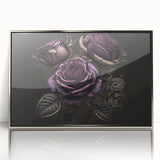 Framed botanical wall art featuring a delicate rose design in vibrant colors, set in an elegant silver frame, perfect for enhancing home decor.