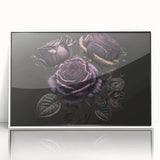 Framed acrylic wall art featuring a botanical rose design in vibrant colors, set against a clean white background, perfect for enhancing modern home decor.