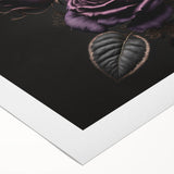 Botanical rose wall art design on rolled canvas showcasing vibrant pink and green hues, perfect for adding a floral accent to home decor.