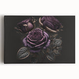 Vibrant stretched canvas wall art showcasing a detailed botanical rose design, featuring shades of pink and green, perfect for enhancing home decor.
