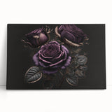 Botanical rose design on stretched canvas wall art, featuring vibrant pink and green hues, elegantly leaning against a neutral backdrop, perfect for home decor.