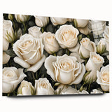 Acrylic wall art showcasing a botanical rose design in vibrant colors, elegantly displayed from a side view, ideal for enhancing home decor with floral aesthetics.