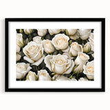 Botanical rose wall art framed in black with a white mat, showcasing intricate floral details and vibrant colors, perfect for home decor or gifting.