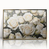 Framed botanical wall art showcasing an elegant rose design with a gold-accented acrylic front, perfect for home decor and adding a touch of sophistication to any room.