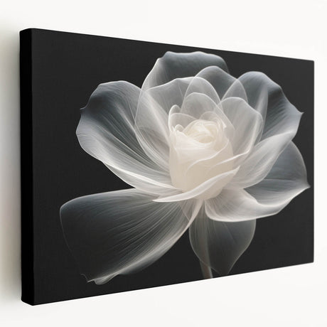 Stretched canvas wall art showcasing a botanical rose design, featuring vibrant colors and intricate details, ideal for enhancing home decor aesthetics.