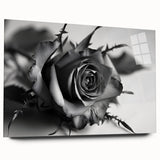 Elegant botanical rose wall art design displayed in an acrylic frame, showcasing vivid colors and intricate floral details, perfect for home decor enhancement.