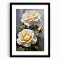 Framed botanical wall art featuring a detailed rose design with a black mat and frame, ideal for home decor or gifting, showcasing elegance and nature's beauty.