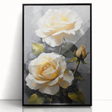 Framed botanical wall art featuring a detailed rose design, displayed with black borders and acrylic glass for a modern touch in home decor. Perfect for floral enthusiasts.