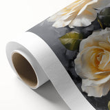 Botanical rose wall art design on rolled canvas, showcasing vibrant colors and intricate floral details, ideal for home decor or gifting.