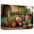 Succulent-themed botanical wall art design displayed in a sleek acrylic glass frame, showcasing vibrant colors and intricate details, perfect for home decor.