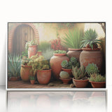 Framed botanical wall art showcasing a vibrant collection of succulent illustrations in a modern white frame, perfect for adding a touch of nature to any decor.