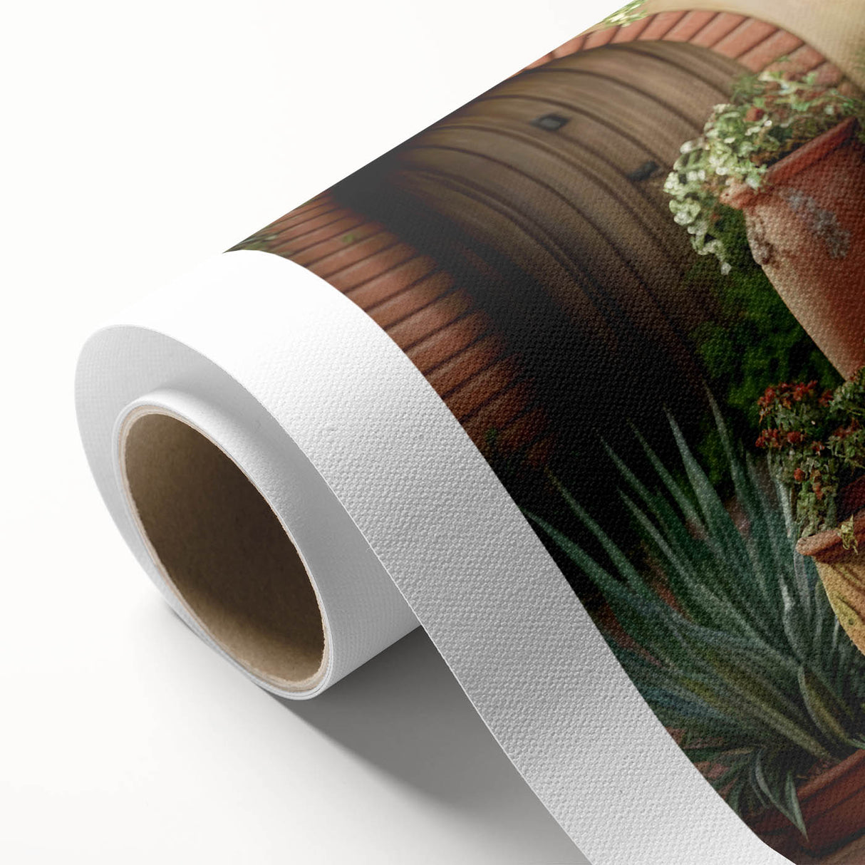 Vibrant botanical wall art design showcasing an array of colorful succulents on rolled canvas, perfect for home decor or plant enthusiasts, packaged securely.