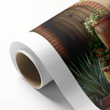 Vibrant botanical wall art design showcasing an array of colorful succulents on rolled canvas, perfect for home decor or plant enthusiasts, packaged securely.