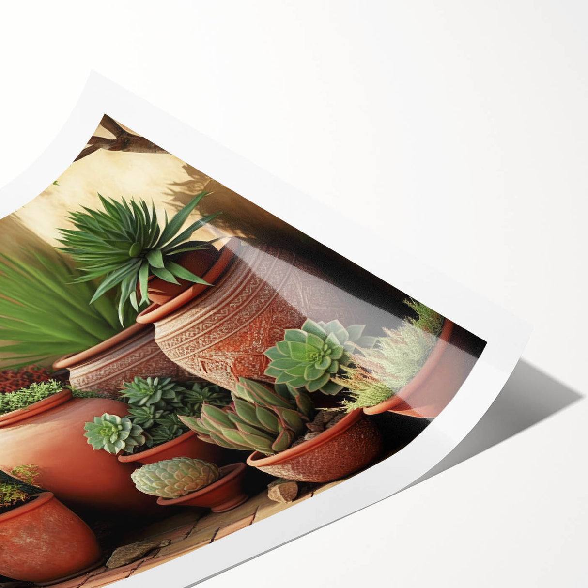 Vibrant botanical wall art print showcasing a variety of colorful succulents, designed for home decor, rolled and ready for framing. Perfect for nature lovers.
