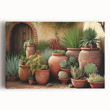 Vibrant botanical wall art featuring a collection of succulent plants, beautifully printed on stretched canvas, showcasing detailed textures and vivid colors, perfect for home decor.