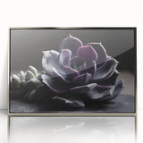 Framed wall art showcasing a vibrant botanical design featuring an array of colorful succulents, elegantly displayed in a silver frame, perfect for home decor.