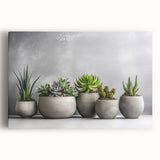 Vibrant botanical wall art featuring a collection of colorful succulents, printed on stretched canvas with a gallery-ready frame, perfect for home decor.