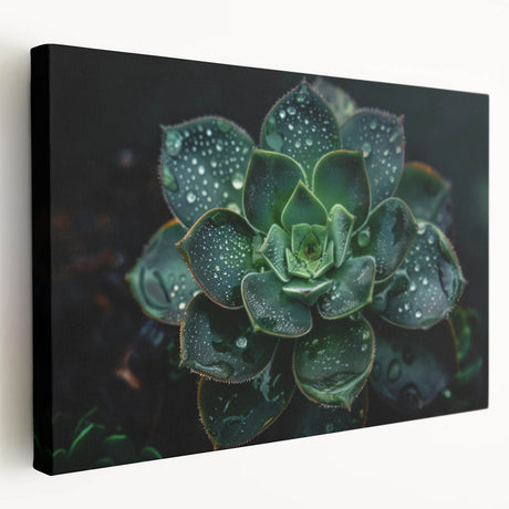 Stretched canvas wall art showcasing a vibrant collection of botanical succulents in various hues, perfect for adding a touch of nature to any modern decor.