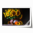 Botanical wall art print showcasing vibrant sunflowers in a detailed design, perfect for home decor. Ideal for nature lovers and art enthusiasts.