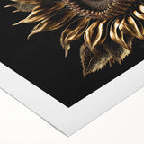 Vibrant botanical wall art featuring a detailed sunflower design on rolled canvas, perfect for home decor, presented in a protective cardboard tube.