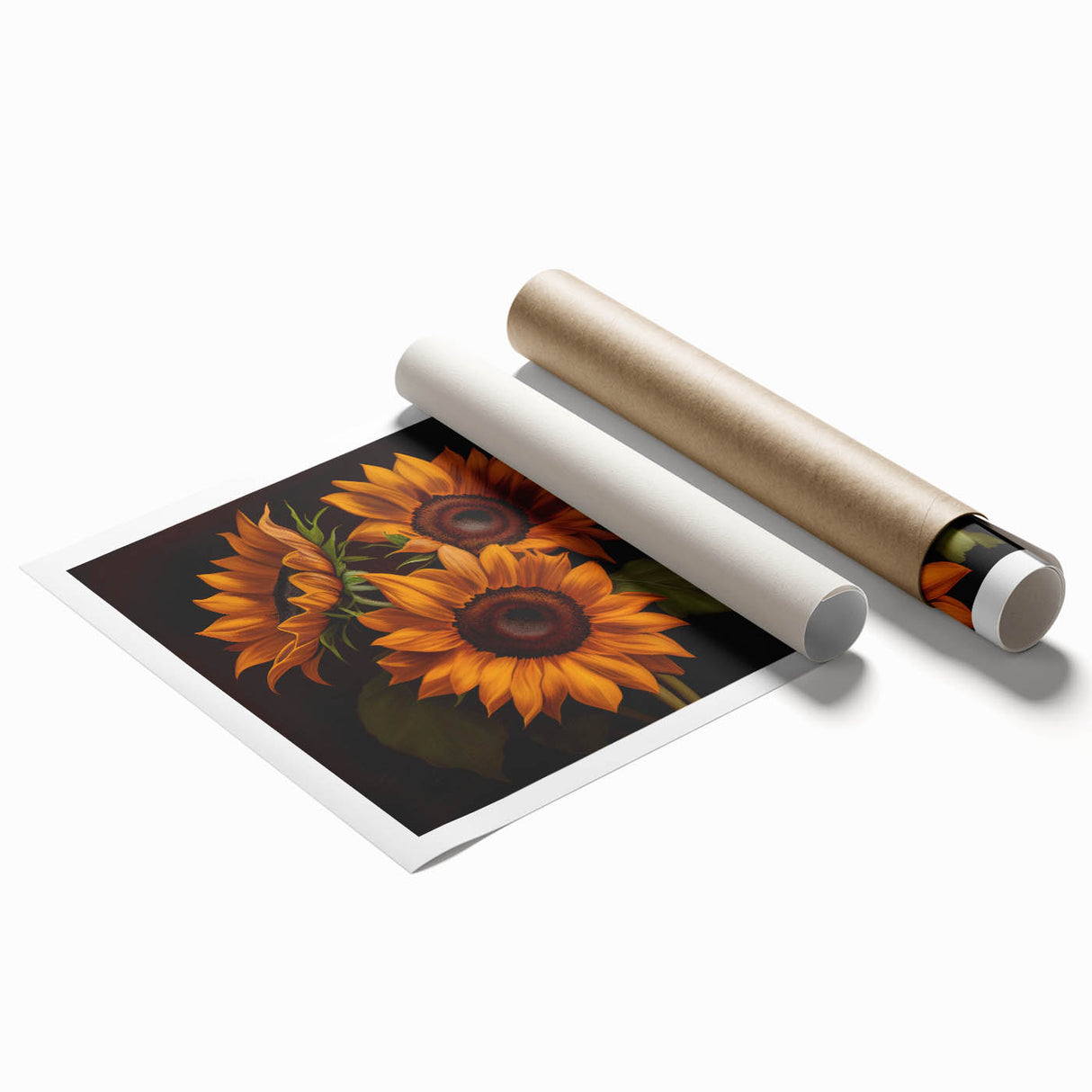 Bright and vibrant botanical sunflower design wall art print showcasing intricate details and rich yellow hues, perfect for home decor and floral enthusiasts.