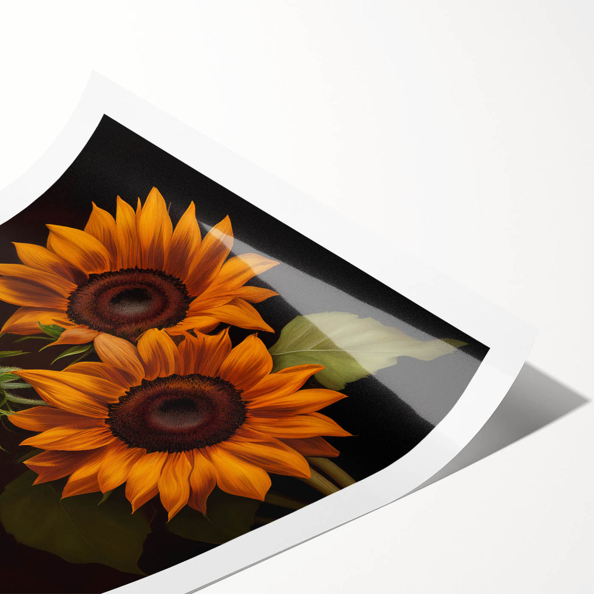Bright and vibrant botanical wall art featuring a sunflower design, showcasing rich yellow petals against a subtle textured background, perfect for home decor accents.