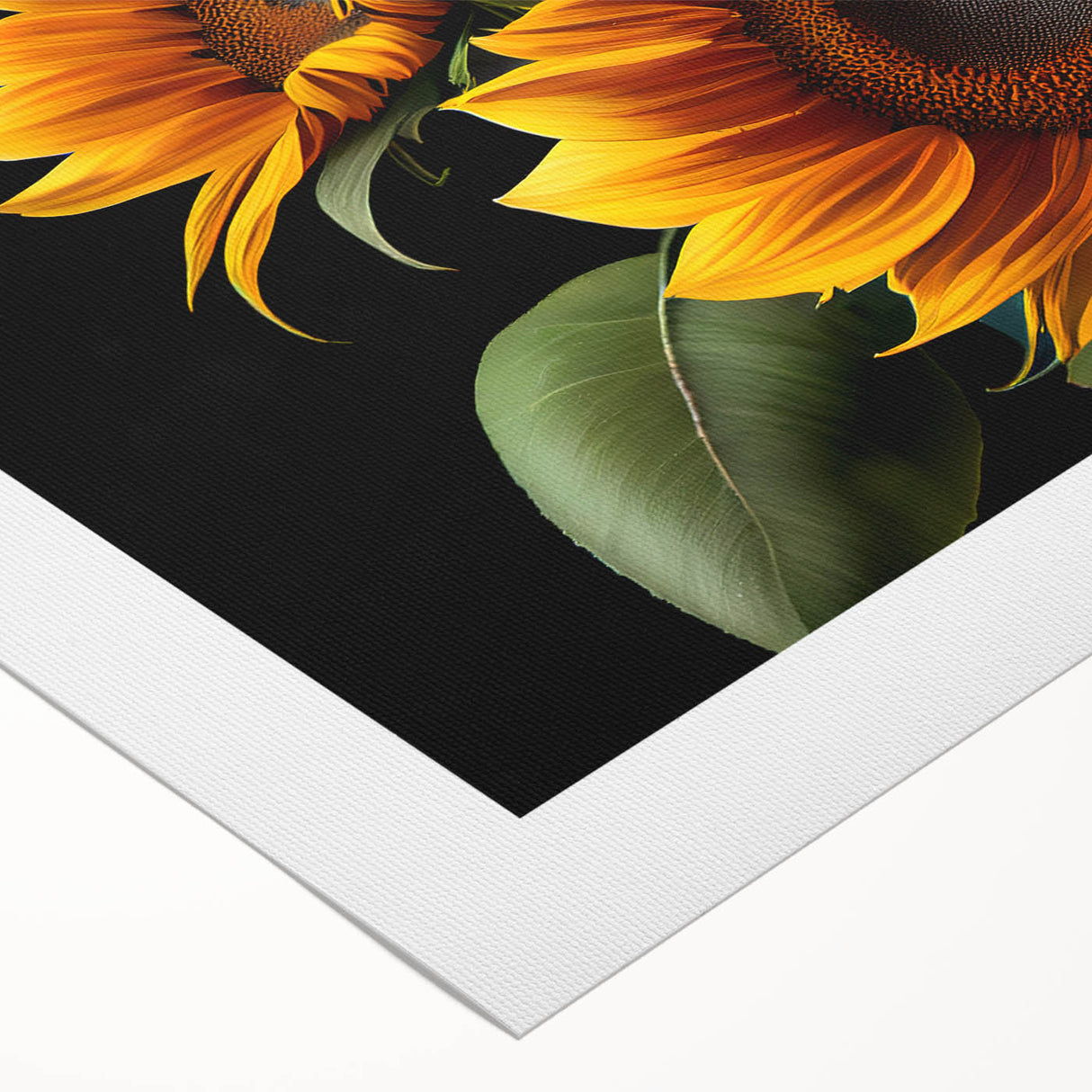 Vibrant botanical wall art featuring a detailed sunflower design on rolled canvas, perfect for adding a touch of nature to home decor. Ideal for floral enthusiasts.