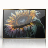 Framed botanical wall art featuring a vibrant sunflower design with an elegant gold frame, perfect for adding a touch of nature-inspired decor to home interiors.