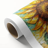 Botanical wall art showcasing a vibrant sunflower design on rolled canvas, ideal for home decor, featuring rich yellow tones and intricate details, perfect for nature lovers.