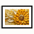 Botanical wall art featuring a vibrant sunflower design in a sleek black frame with matting, perfect for brightening up modern interiors. Ideal for nature lovers and home decor enthusiasts.