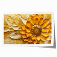 Bright botanical wall art design featuring a vibrant sunflower illustration on a rolled print, showcasing detailed petals and rich colors, perfect for home decor.