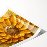 A vibrant botanical wall art print featuring a detailed sunflower design in rich yellows and greens, perfect for brightening up any room. Ideal for home decor enthusiasts looking for nature-inspired art.