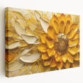 Stretched canvas showcasing a vibrant botanical sunflower design in a side view, ideal for home decor, adding a touch of nature to any room.
