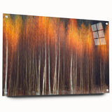 Acrylic glass wall art featuring a botanical trees design, displayed from the side with visible pins, showcasing vibrant colors and intricate details perfect for nature lovers.