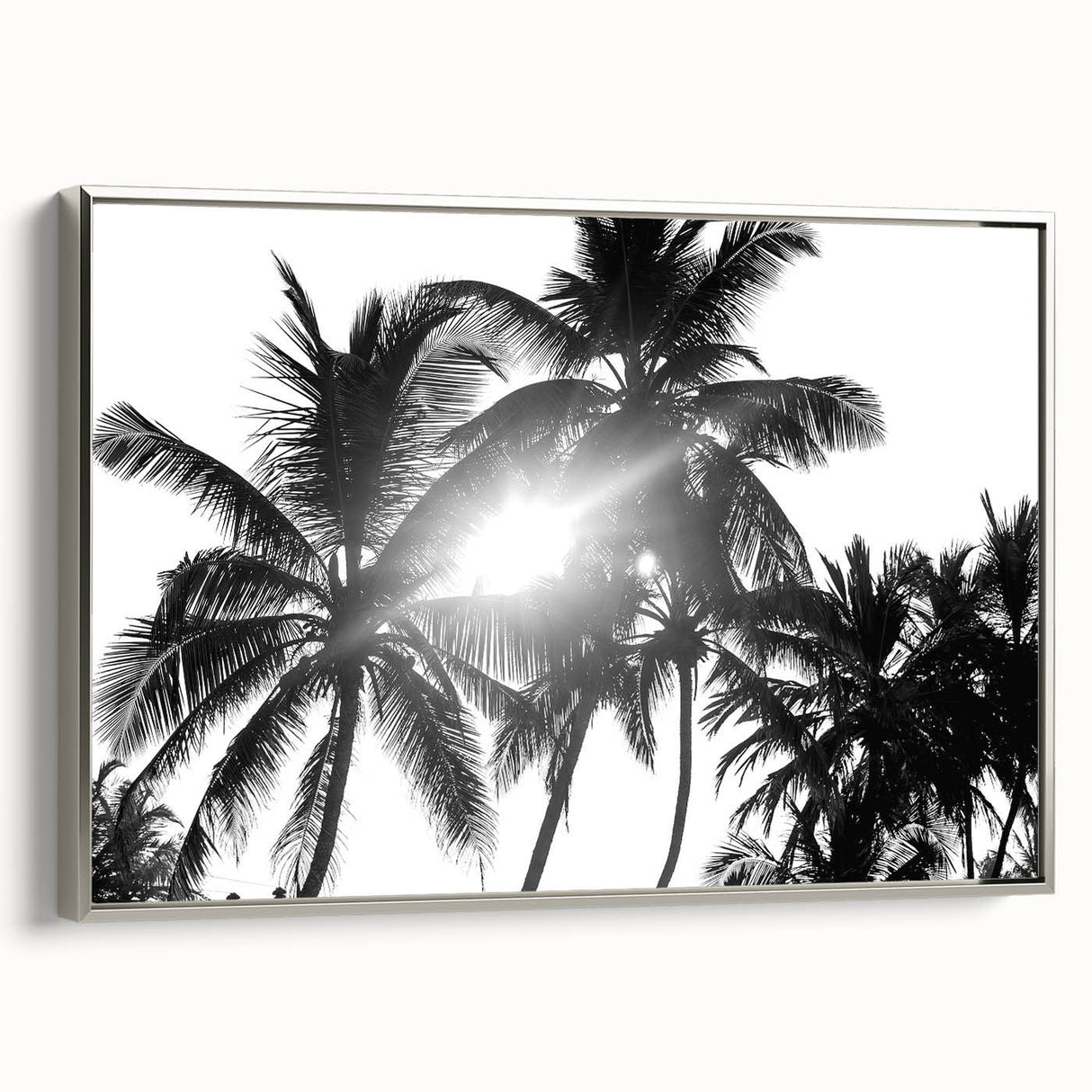 Framed botanical wall art featuring a collection of flowers and trees in elegant silver tones, showcasing intricate details and textures, perfect for home decor.