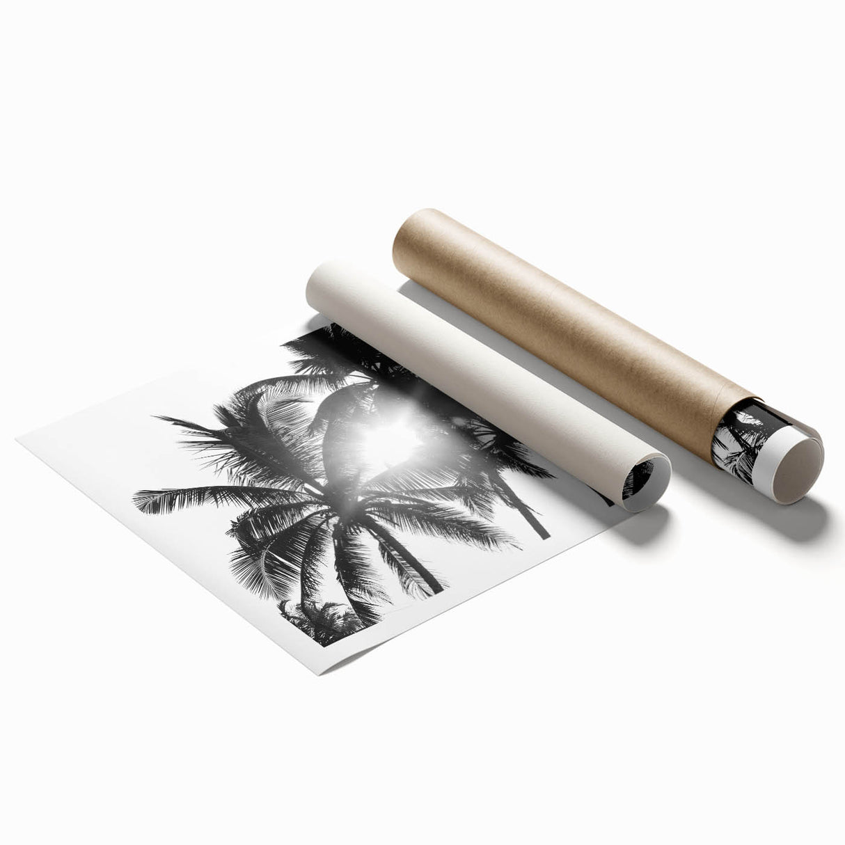 Botanical wall art print showcasing a vibrant collection of flowers and trees, elegantly rolled for easy display, perfect for adding a natural touch to home decor.