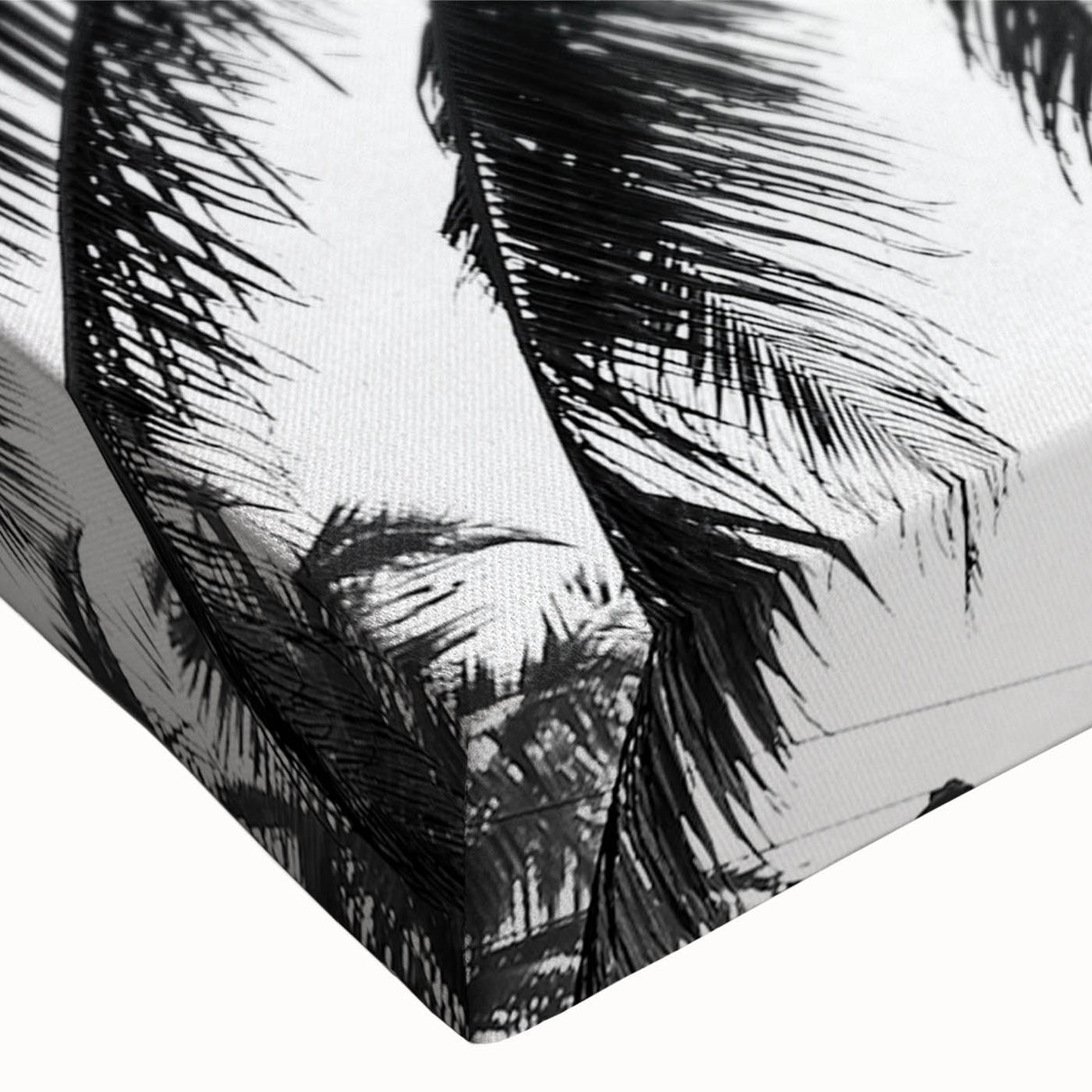 Close-up of a vibrant botanical wall art design featuring colorful flowers and trees on stretched canvas, perfect for home decor or nature-inspired interiors.