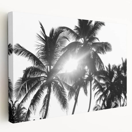 Stretched canvas featuring a vibrant botanical trees design with intricate floral details, showcased from a side view for an elegant home decor accent.