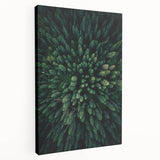Stretched canvas wall art showcasing a vibrant botanical design of flowers and trees, displayed from a side view, ideal for home decor enhancement.