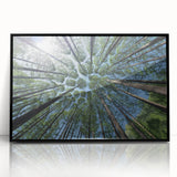 Framed wall art collection showcasing a botanical design of colorful flowers and trees, presented in a sleek black frame, ideal for home decor.