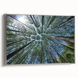 Framed wall art collection showcasing a botanical design featuring vibrant flowers and trees, set in a sleek silver frame, ideal for modern home décor.