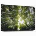 Acrylic wall art collection showcasing a botanical trees design, featuring vibrant floral elements and an elegant side view display with pins for easy mounting.