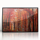 Framed wall art featuring a botanical design of colorful flowers and trees, displayed in a sleek black frame, perfect for modern home decor.